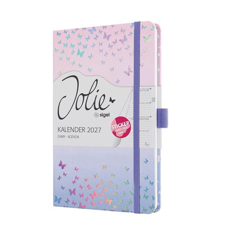 Diár, A5, týždenný, 2027, tvrdá obálka, SIGEL "Jolie", Butterfly Confetti Candy 2