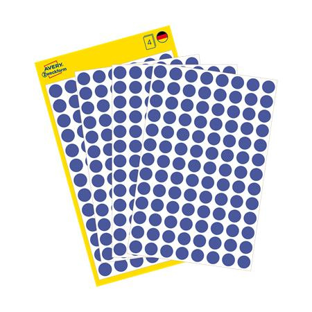 Etikety, okrúhle, priemer: 8 mm, odstrániteľné, AVERY ZWECKFORM, modré, 416 etikiet/bal 2
