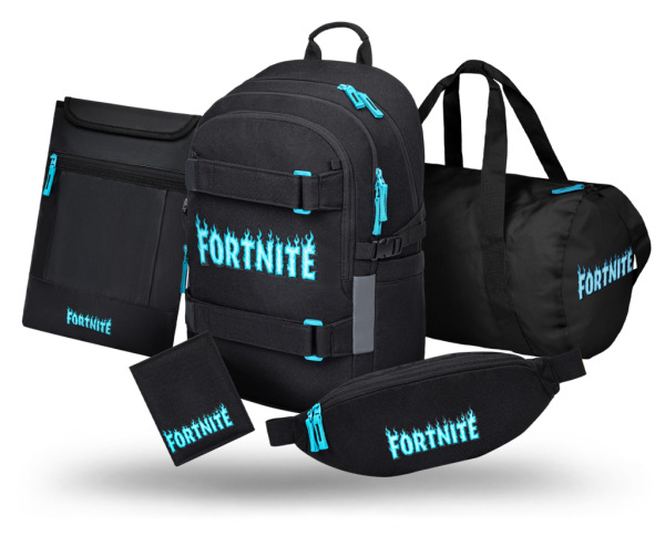 BAAGL SADA 5 Skate Fortnite Blue: batoh, športová taška, ľadvinka, obal na notebook, peňaž