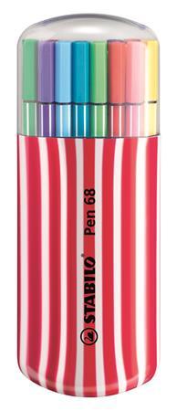 Fixky, sada, 1 mm, červené puzdro, STABILO "Pen 68 Zebrui", 20 rôznych farieb