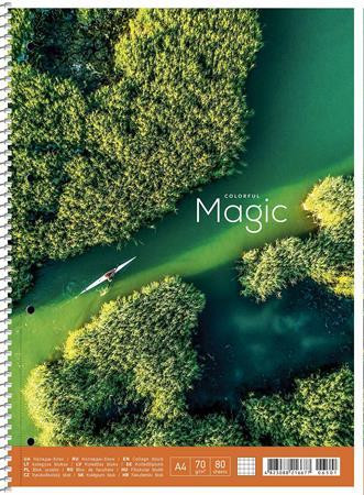 Špirálový zošit, A4+, štvorčekový, 80 listov, SHKOLYARYK "Colourful magic", mix 2