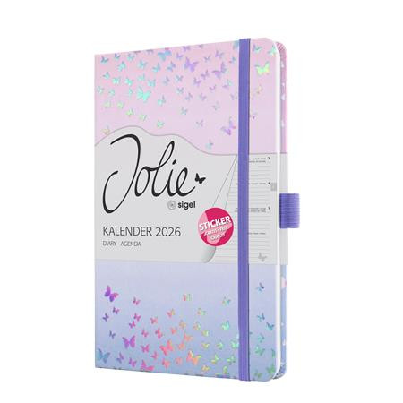 Diár, A5, týždenný, 2026, tvrdá obálka, SIGEL "Jolie", Butterfly Confetti Candy 2
