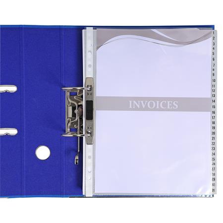 Register, plastový, A4+, 1-31, EXACOMPTA, sivý 5