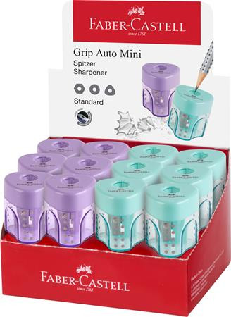 Strúhadlo, displej, jednodierové, so zásobníkom, FABER-CASTELL "GRIP Auto Mini", mix paste