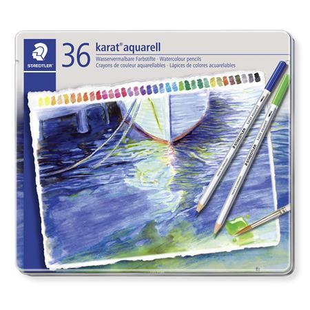 Akvarelové ceruzky, sada, šesťhranné, plechová krabička, STAEDTLER "Karat® aquarell 125",