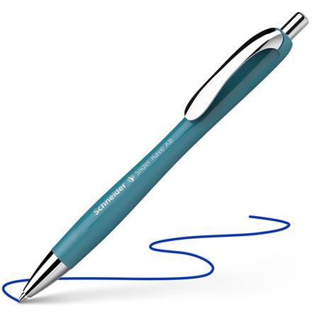 Guľôčkové pero, 0,7 mm, stláčací mechanizmus, SCHNEIDER "Slider Rave XB", tyrkysové 1