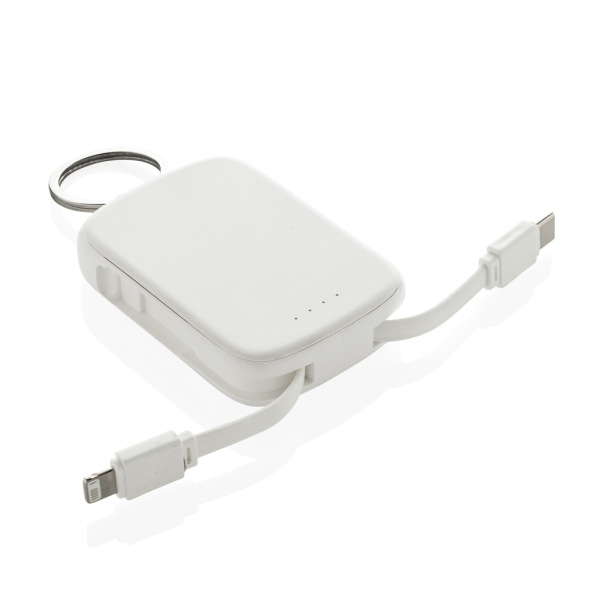 Nexo RCS kľúčenka s powerbankou 2000 mAh a int. káblami biela 3