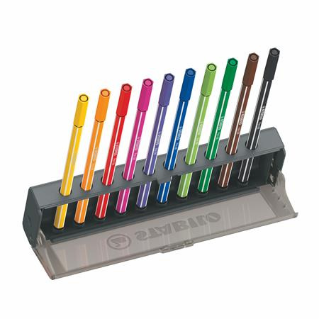 Fixky, sada, 1 mm, STABILO "Pen 68", 10 ks stolová sada 5