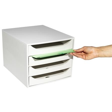 Úložný box na dokumenty, plastový, 4-zásuvkový, EXACOMPTA "Ecobox Office", sivá-sivá 3