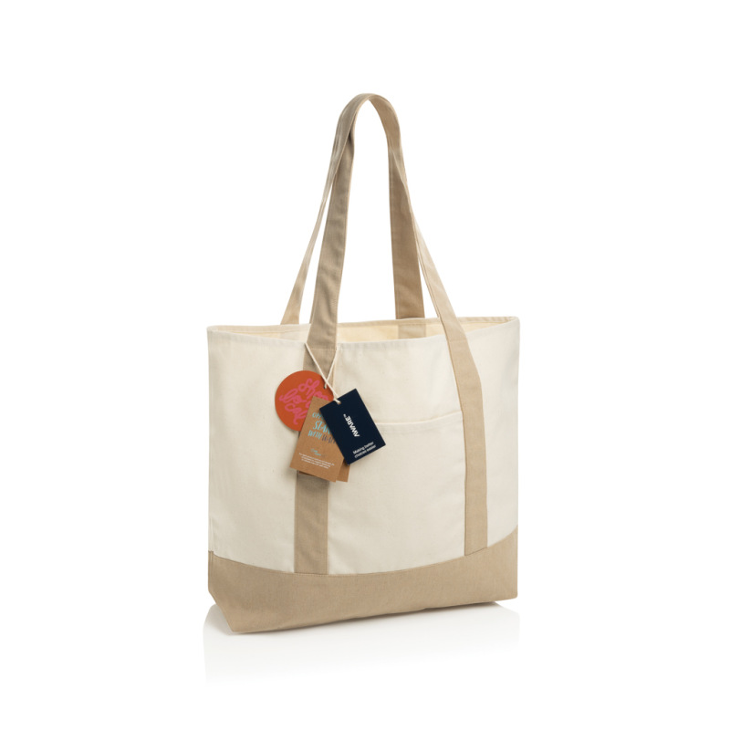 SHOP LOCAL AWARE™ recyklovaná bavlnená taška tote s gramážou off white