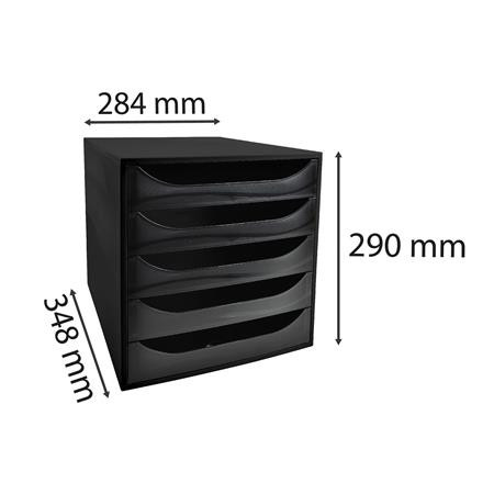 Úložný box na dokumenty, plastový, 5-zásuvkový, EXACOMPTA "Ecobox ExoBlack", čierny 6