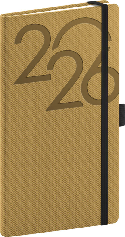 NOTIQUE Vreckový diár Ajax 2026, zlatý, 9 x 15,5 cm