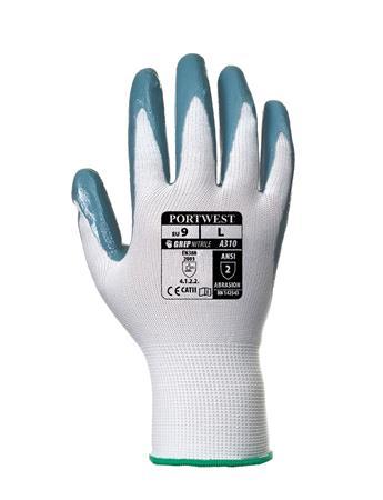 . Precízne montážne rukavice, nitrilové, veľkosť: L, „Flexo Grip“, sivé-biele