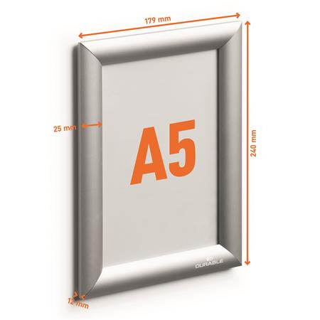 Plagátová tabuľa, nástenná, A5, hliníkový rám, DURABLE 3