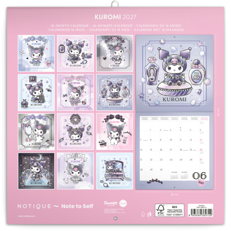 NOTIQUE Grid calendar Kuromi 2027, 30 x 30 cm 14