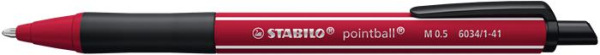 Guľôčkové pero, 0,5 mm, stláčací mechanizmus, farba tela: burgundy, STABILO "Pointball Wil