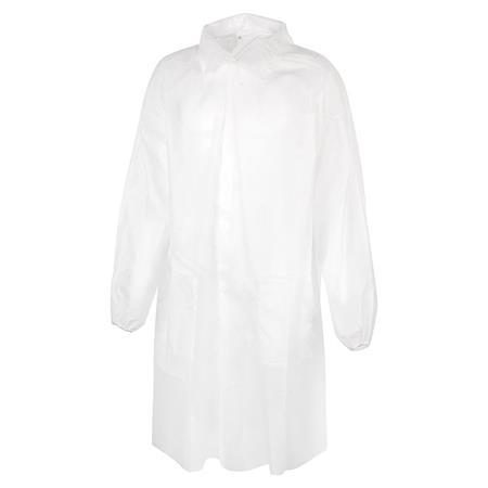 . Návštevnícky plášť, jednorazový, polypropylén, suchý zips, veľkosť: XL, biely