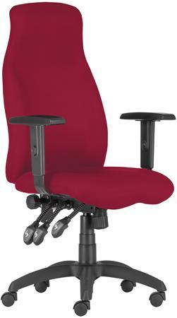 . Manažérska stolička, čalúnená, čierny podstavec, vysoká chrbtová opierka, "HUFO", bordová