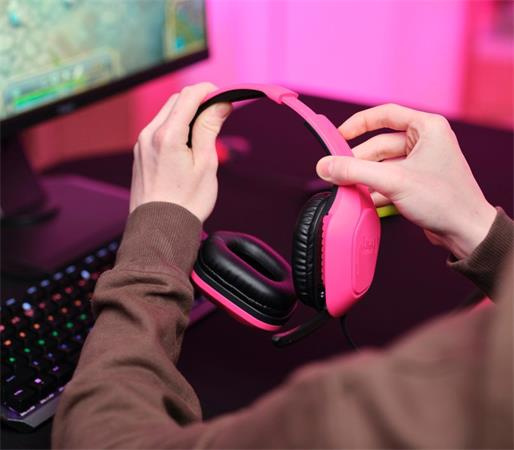 Slúchadlá, s mikrofónom, gaming, TRUST "GXT415 Zirox", ružová 5