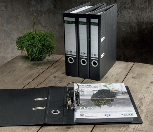Pákový šanón, 50 mm, A4, kartónový, recyklovaný, LEITZ "180 Recycle", čierna