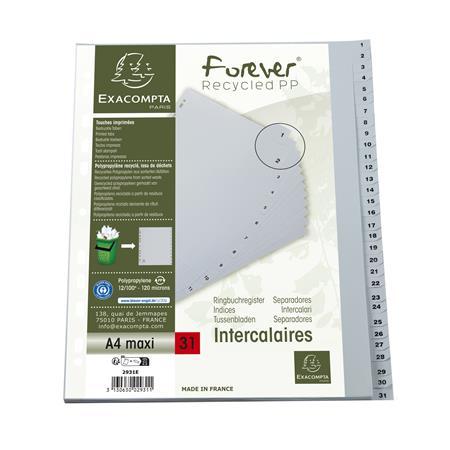 Register, plastový, A4+, 1-31, EXACOMPTA, sivý 3