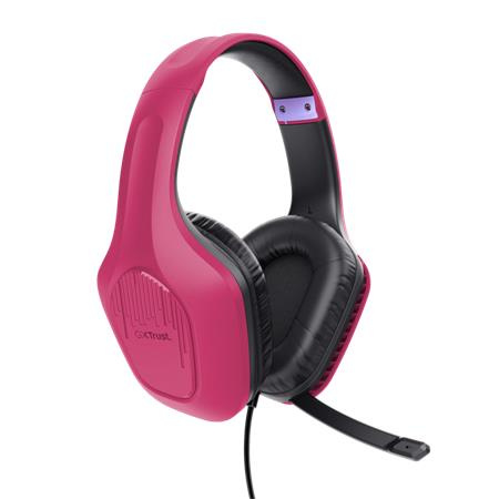 Slúchadlá, s mikrofónom, gaming, TRUST "GXT415 Zirox", ružová 3