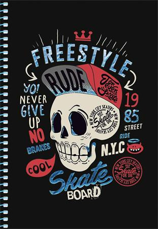 Špirálový zošit, A5, štvorčekový, 80 listov, SHKOLYARYK " Skate board", mix 6