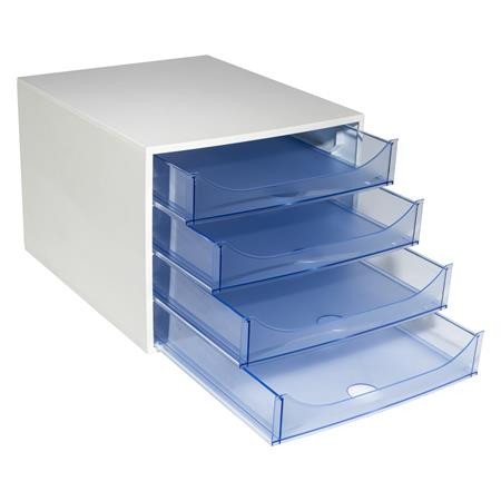 Úložný box na dokumenty, plastový, 4-zásuvkový, EXACOMPTA "Ecobox Linicolor", ľadovo modrý 4