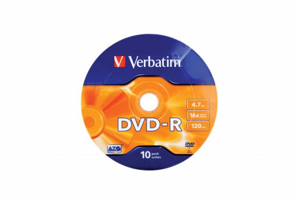 DVD-R disk, 4,7GB, 16x, 10 ks, zmršťovacie balenie, VERBATIM 3