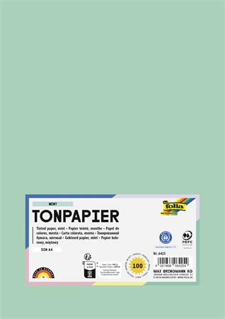 Farebný papier, A4, 130 g, 100 listov, FOLIA, mätovo zelený 1
