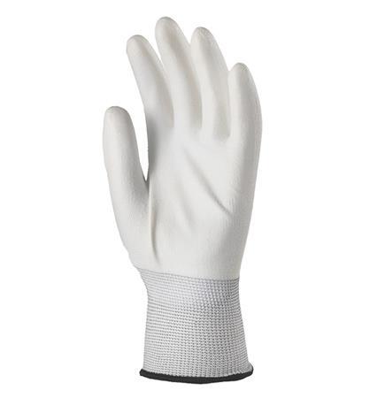 . Montážne rukavice, biele, na dlani namočené do polyuretánu, veľkosť: 7