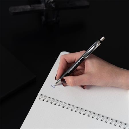 Guľôčkové pero, 0,7 mm, stláčací mechanizmus, SCHNEIDER "Slider Rave XB", čierne, modré 7