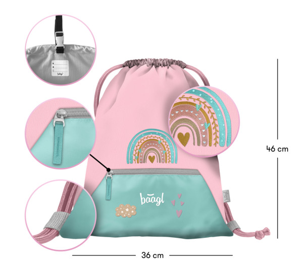 BAAGL SADA 3 Zippy Dúha: aktovka, peračník, vrecko, box na desiatu, dosky 10