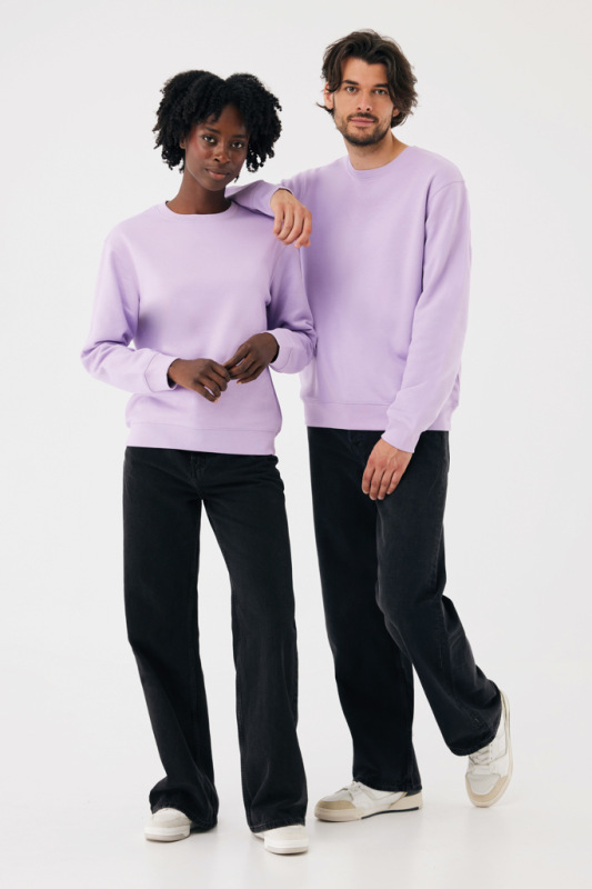 IQONIQ Toria Unisex mikina s okrúhl. výstrihom z rec. bavlny lavender XXS 15