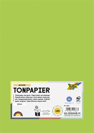 Farebný papier, A4, 130 g, 100 listov, FOLIA, svetlozelený 1