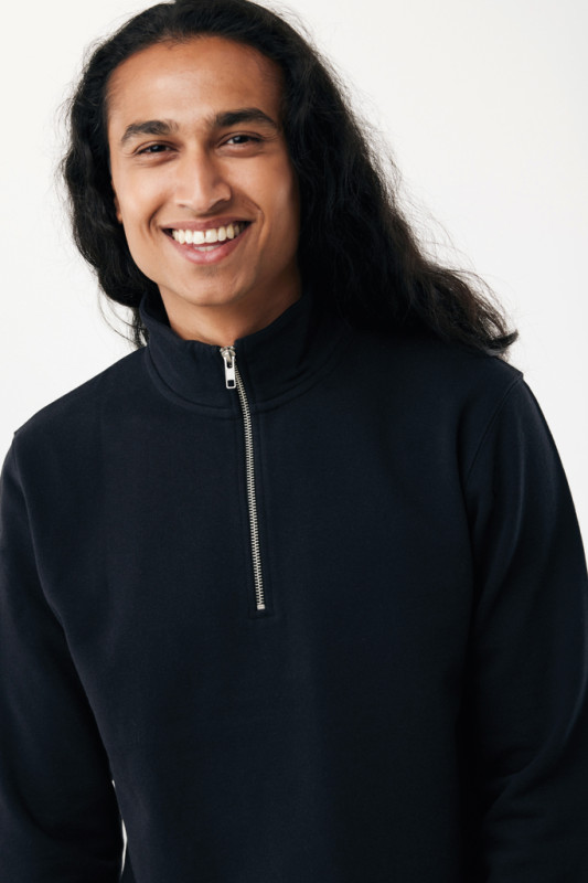 IQONIQ Elgon sveter s krátkym zipsom z recyklovanej bavlny čierna XXS 8