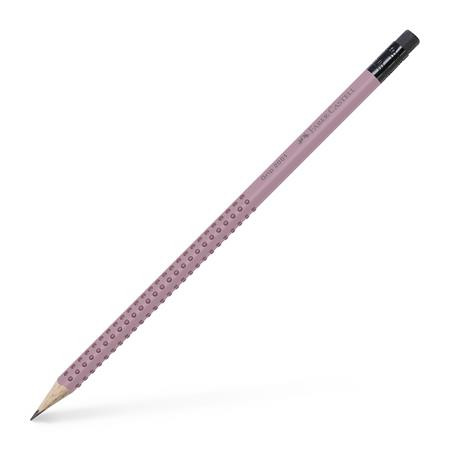 Grafitová ceruzka, B, trojhranná, s gumou, FABER-CASTELL "Grip 2001", ružová