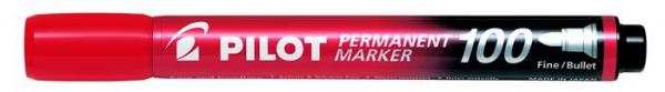 Permanentný popisovač, 1 mm, kužeľový, PILOT "Permanent Marker 100", červený