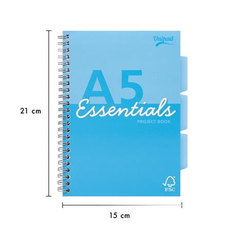 Špirálový zošit, A5, linajkový, 100 listov, PUKKA PAD "Unipad Essentials Project Book", mi