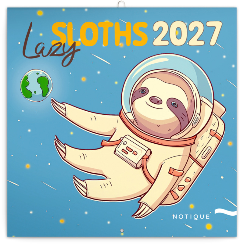 NOTIQUE Grid calendar Lazy Sloths 2027, 30 x 30 cm