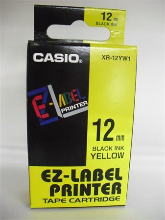 CASIO 12mm x 8m  páska  žltá-čierna