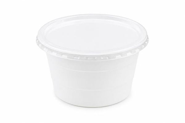 . Plastová miska na guláš, uzatvárateľná viečkom, 750 ml, 50 ks, biela