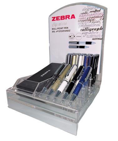 Guľôčkové pero, displej, 0,24, teleskopické, ZEBRA "SL-F1", modré 1