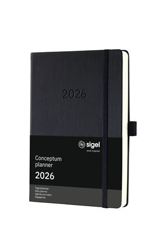 Diár, A5, denný, 2026, tvrdá obálka, SIGEL "Conceptum", čierny 2