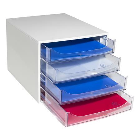 Úložný box na dokumenty, plastový, 4-zásuvkový, EXACOMPTA "Ecobox Office", sivý-priehľadný 5