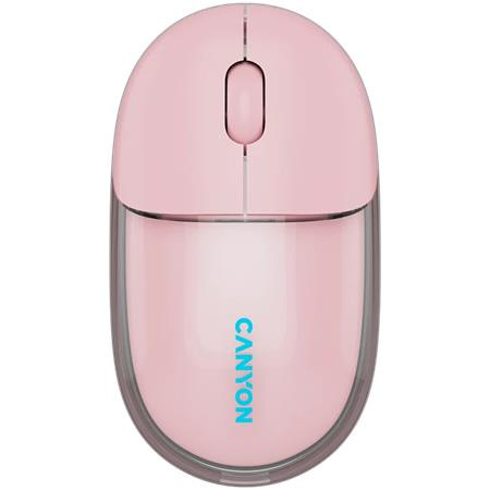 Myš, bezdrôtová, duálny režim pripojenia, optická, CANYON "OnClick 24", ružová 1