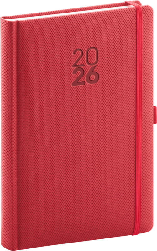 NOTIQUE Denný diár Diamante 2026, červený, 15 x 21 cm