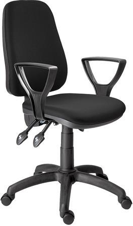 . Kancelárska stolička, čalúnená, čierny podstavec, "1140", čierna