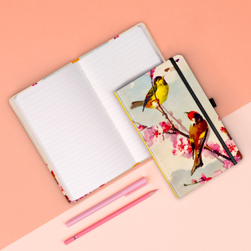 NOTIQUE Notes Vtáčiky – sakura Kateřiny Winterové, linajkovaný, 13 x 21 cm 4