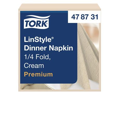 Servítky, priemyselne kompostovateľné, 1/4 ohyb, 1-vrstvové, 39x39 cm, Premium, TORK "LinS 1